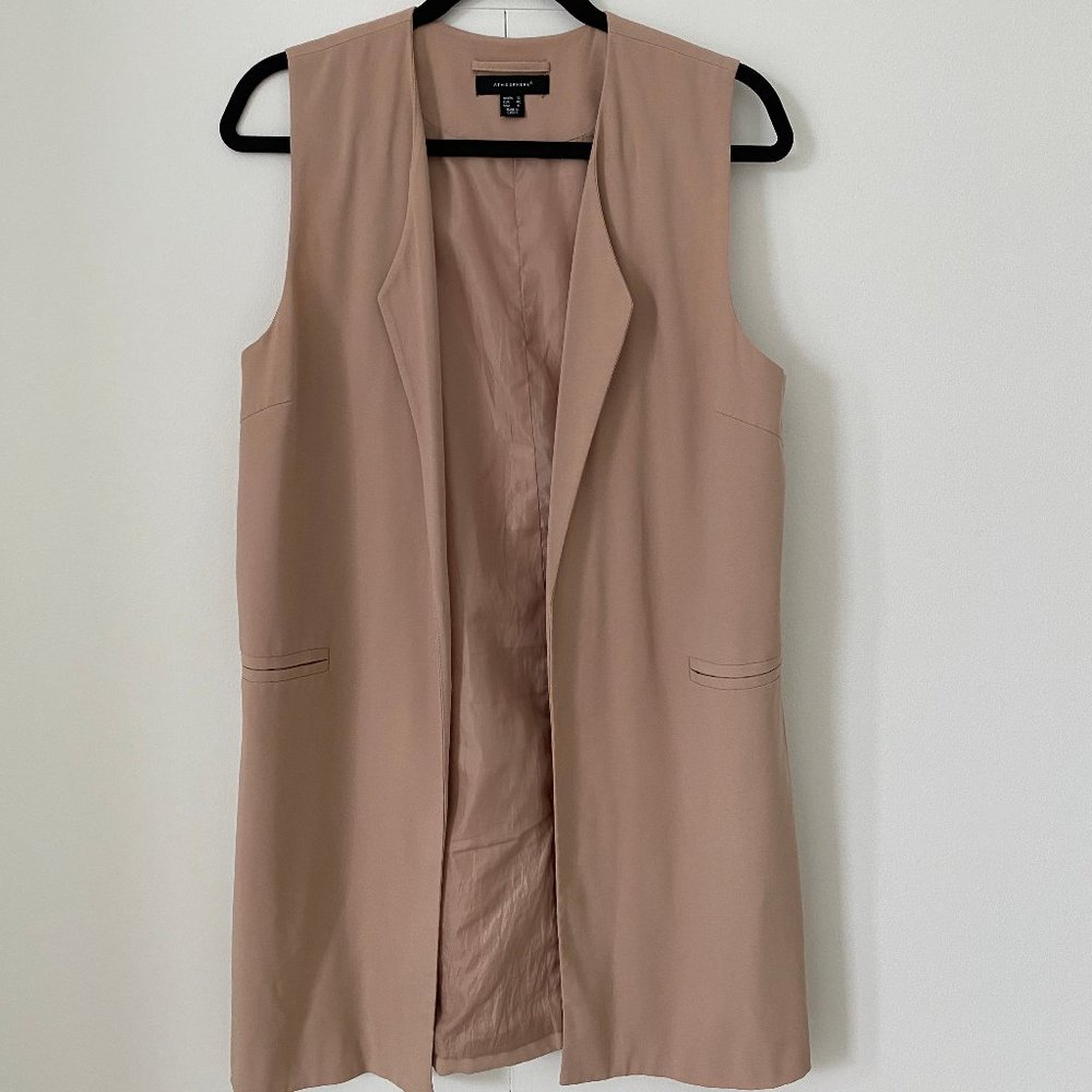 Tan Mid Length Blazer Vest